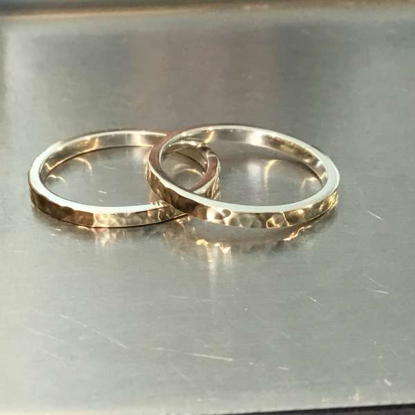 Beaten Gold on Silver Ring