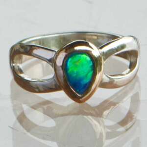 Black Opal Dd Gold & Silver Ring