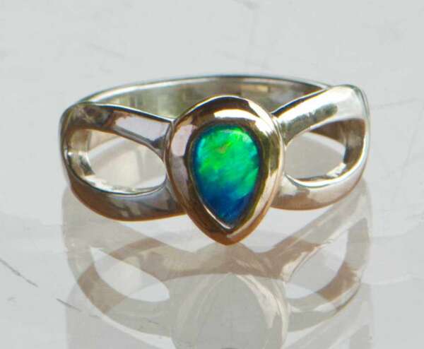 Black Opal Dd Gold & Silver Ring