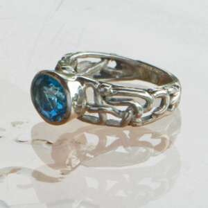 Swiss Blue Topaz 'Flora' Ring