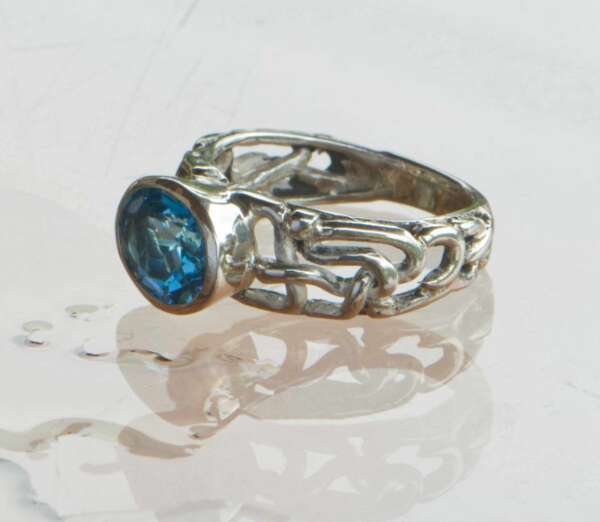 Swiss Blue Topaz 'Flora' Ring