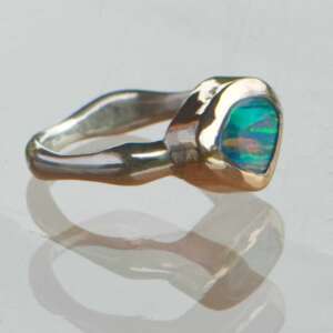 Opal Doublet Gold & Silver Ring