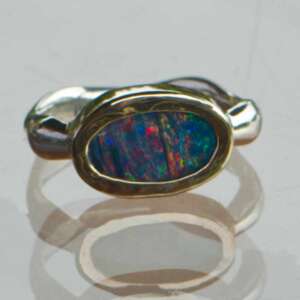 Opal Doublet Gold & Silver Ring